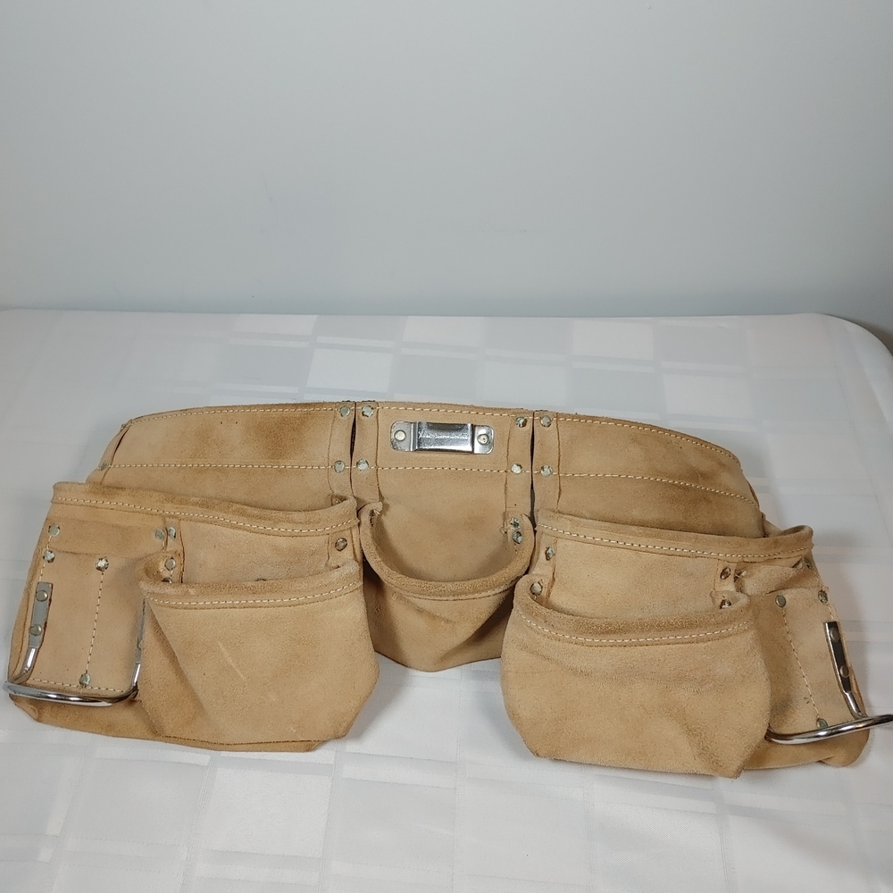 Men's Tan Leather Tool, Carpenter's Belt, Adjustable strap 40-45" Waist